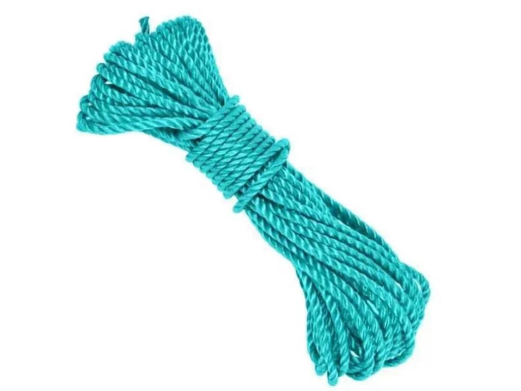 Turquoise twisted rope folded into a small bundle